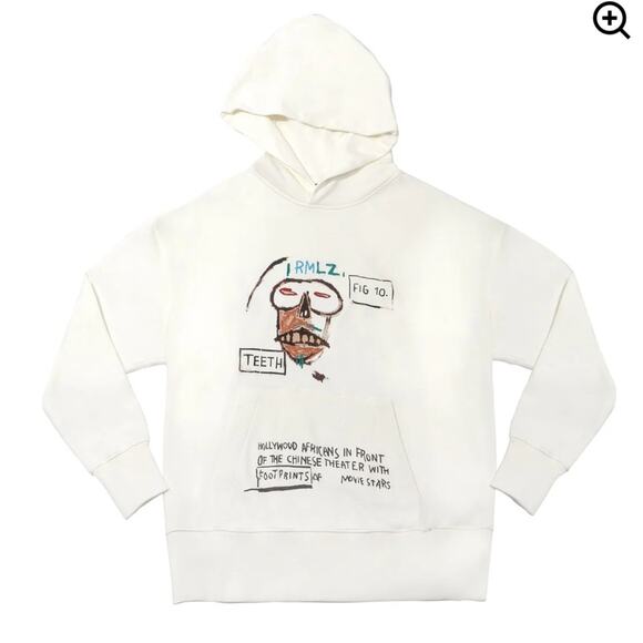 Jean Michel Basquiat Rome Pays Off Cream Hoodie Size Large - Picture 1 of 9